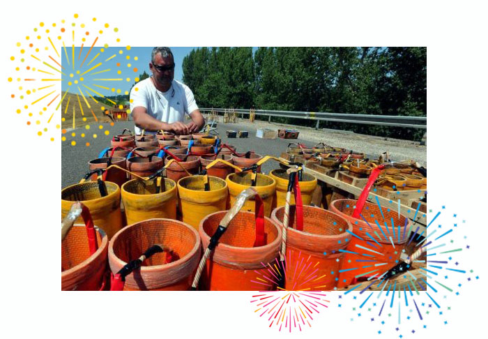 mise en place d'un feu d'artifice